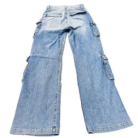 Ramy Brook Carpenter Style Cargo Denim Jeans Light Wash D08235024 Size 28 - Picture 3 of 9